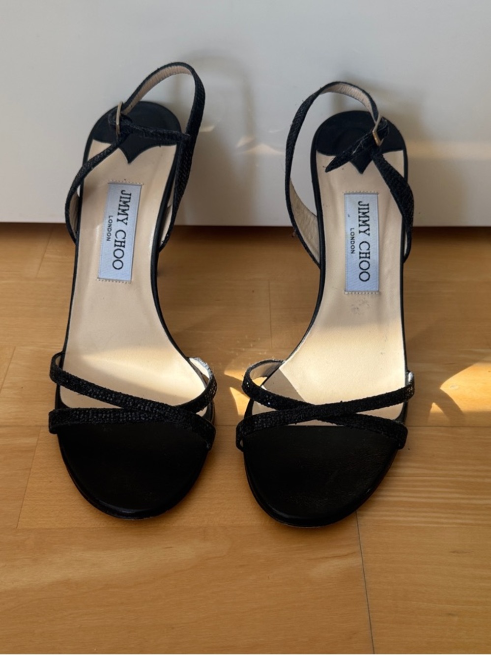 Jimmy Choo Black Strappy Slingback Heels